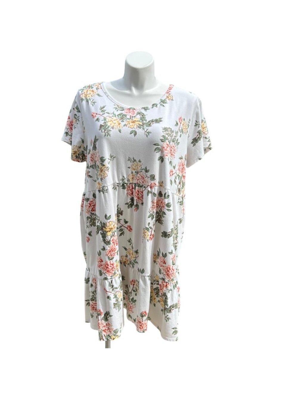 Maurices Neutral Floral Print Babydoll Mini Dress Boho Cottage Plus Size 3X